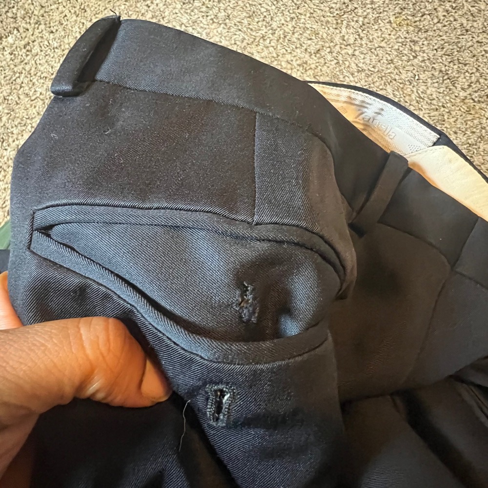 Zanella Bennett Navy Blue Pleated Wool Dress Pants Mens 36 Made in Italy Cuffed - Picture 7 of 7